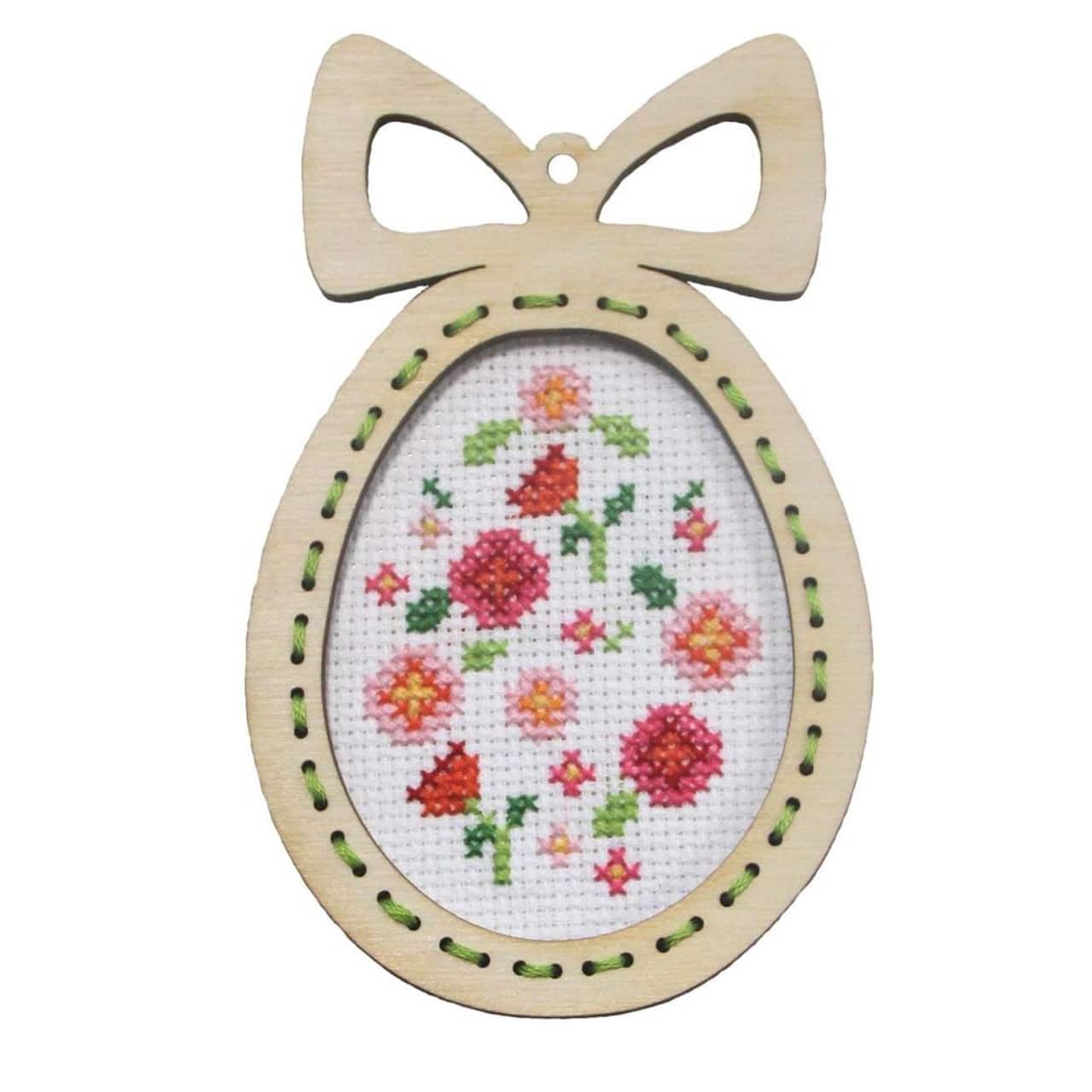 Orchidea Easter Egg Spring Flowers Counted Cross Stitch Plywood Frame Craft Kit